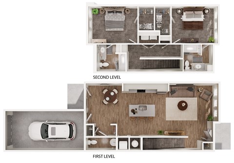 Floor plan for 2 beds, 2.5 baths, 1448 sqft